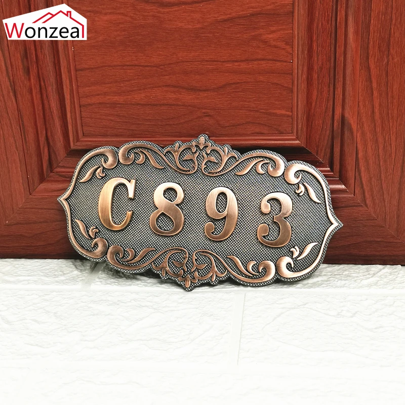 Bronze House Number Door Plate ABS Plastic Door Number Stickers Plate