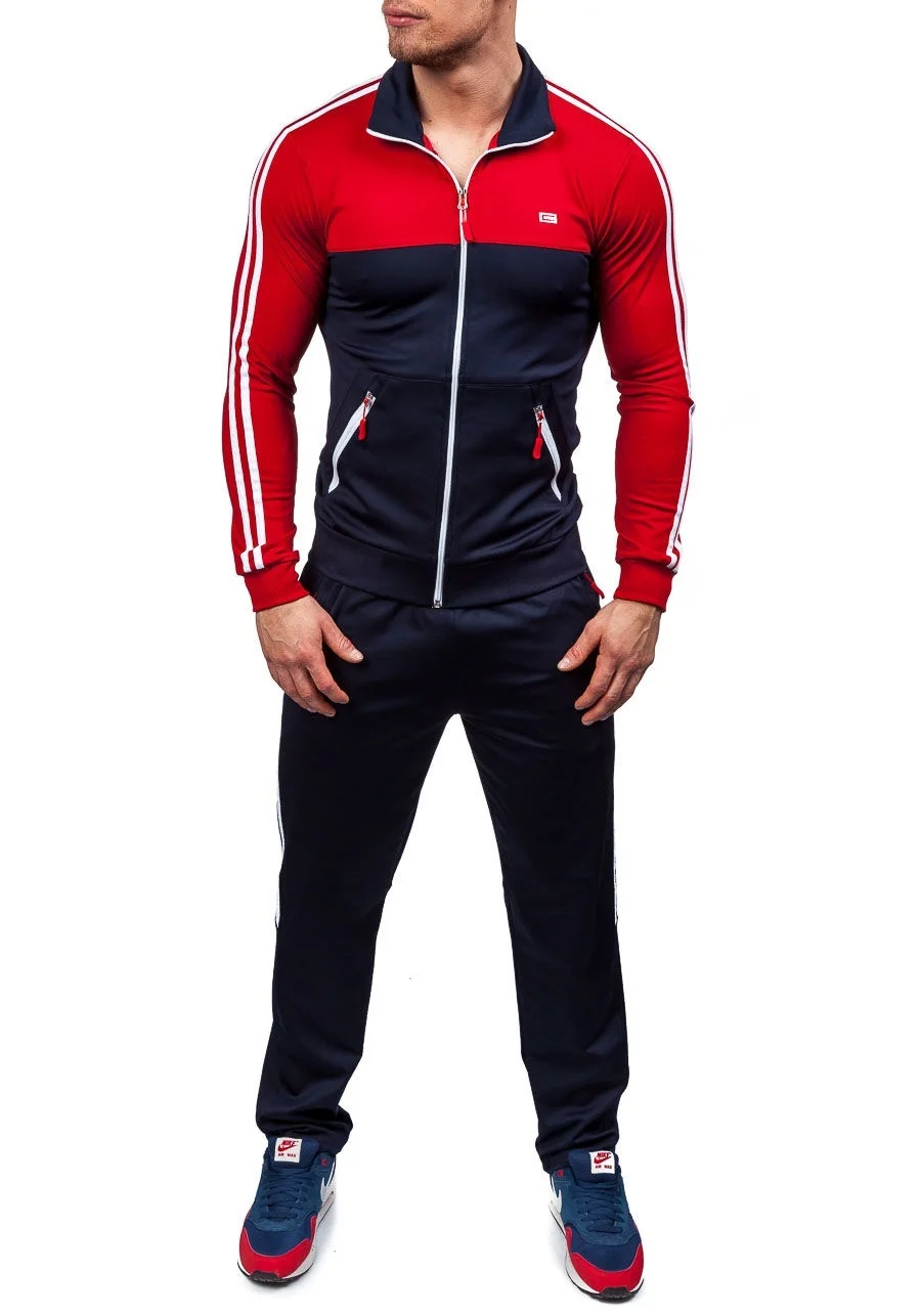 Красный ZOGAA размера плюс XS-4XL мужские наборы 2 шт Мужская модная куртка и спортивные штаны набор спортивный костюм Повседневный Спортивный костюм спортивные костюмы - Цвет: Красный