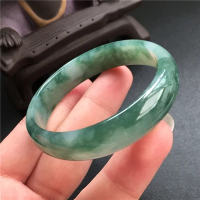 

Natural Burmese jade 54-64mm dark green two-tone bracelet elegant princess jewelry for mother to send girlfriend