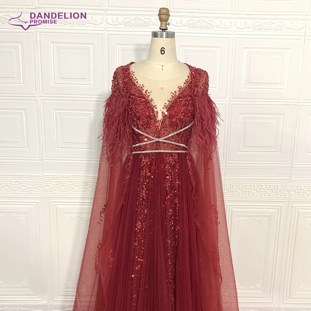 Luxury A-Line Evening Dresses For Women 2021Diamond Feathers Beaded  Prom Formal Gowns red evening gowns