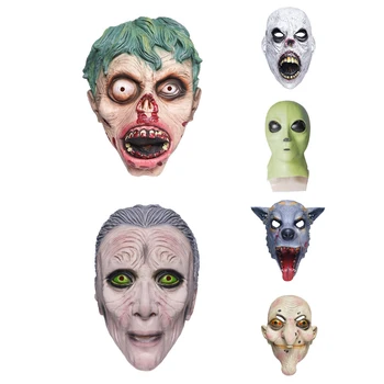 

JEMMA LEONG UFO Alien Zombie Wolf Cosplay Headgear Scary Latex Mask For Adults Halloween Carnival Costume Performance Show