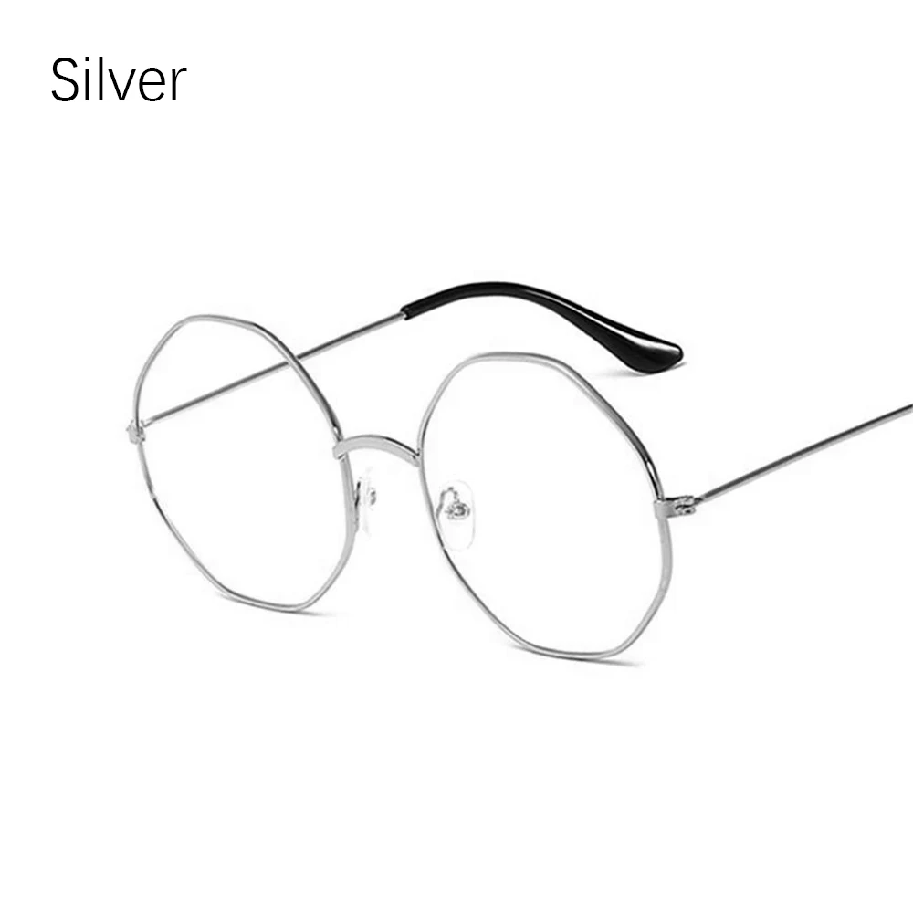 Квадратные прозрачные очки для женщин, большие очки, оправа для очков, прозрачные очки, поддельные очки, корейская мода, новинка - Цвет оправы: Octagon-silver