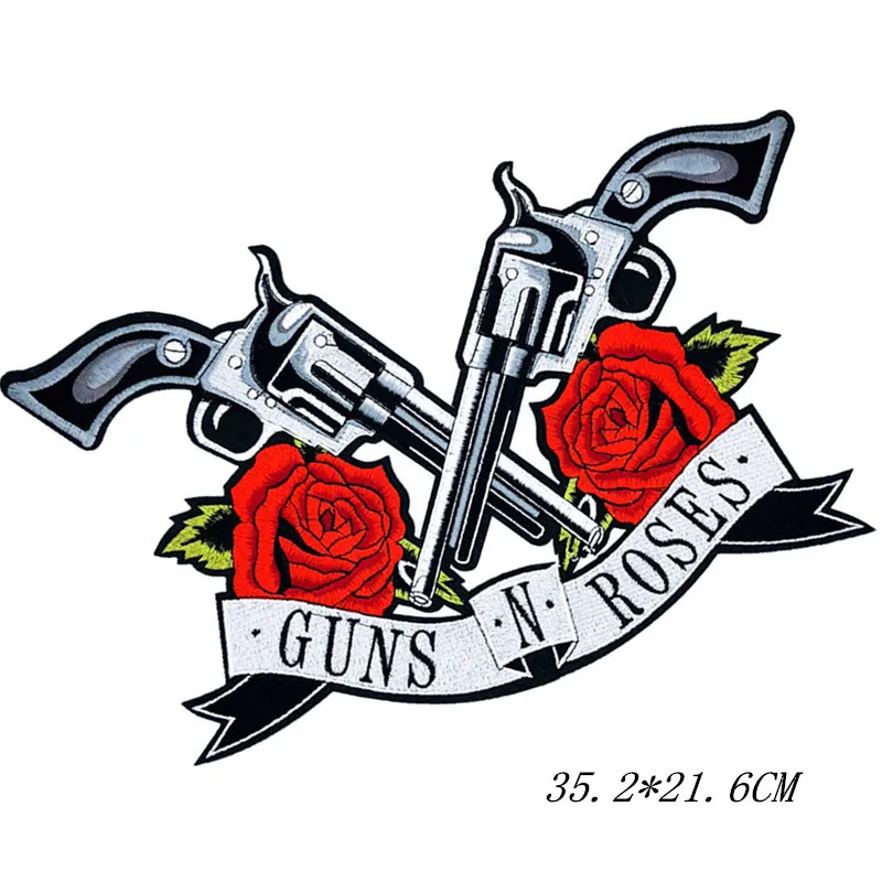 as picture Панк пистолеты N Roses Череп Железный на вышивки патчи байкер наклейки одежда вышивка куртка мотоцикл рюкзак большие нашивки - Цвет: as picture
