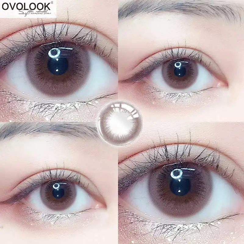 

OVOLOOK-2pcs/pair Lenses Colored Lenses for Eyes Contact Lenses 0-800 Degrees Black/Choco Eye Contacts Contacts Yearly Use