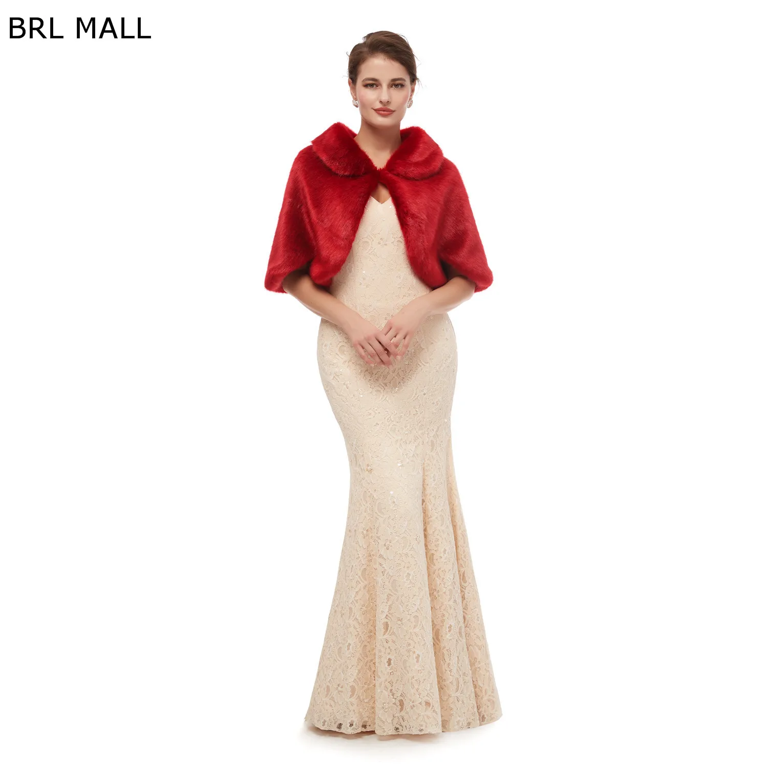 BRL MALL 155*45 см размера плюс красная женская меховая Наплечная накидка Свадебные Шали накидка из искусственного меха свадебное пальто Шраг Boleros PJ19179