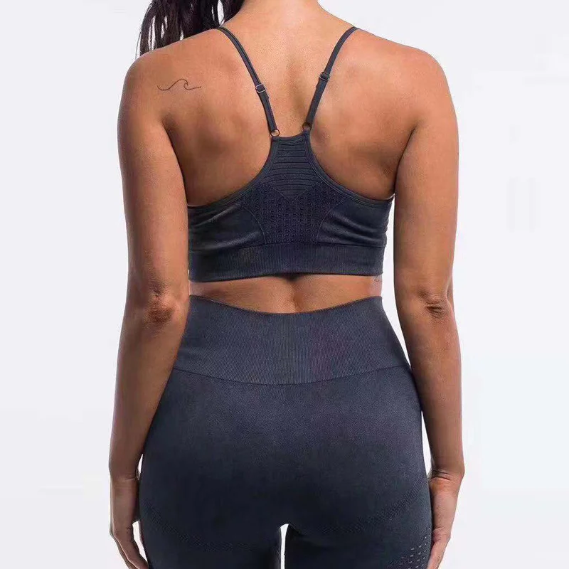 Online Conjunto de 2 piezas de gimnasio para mujer ropa de entrenamiento mallas sin costuras Conjunto de deporte para mujer ropa de gimnasio ropa deportiva conjuntos de yoga