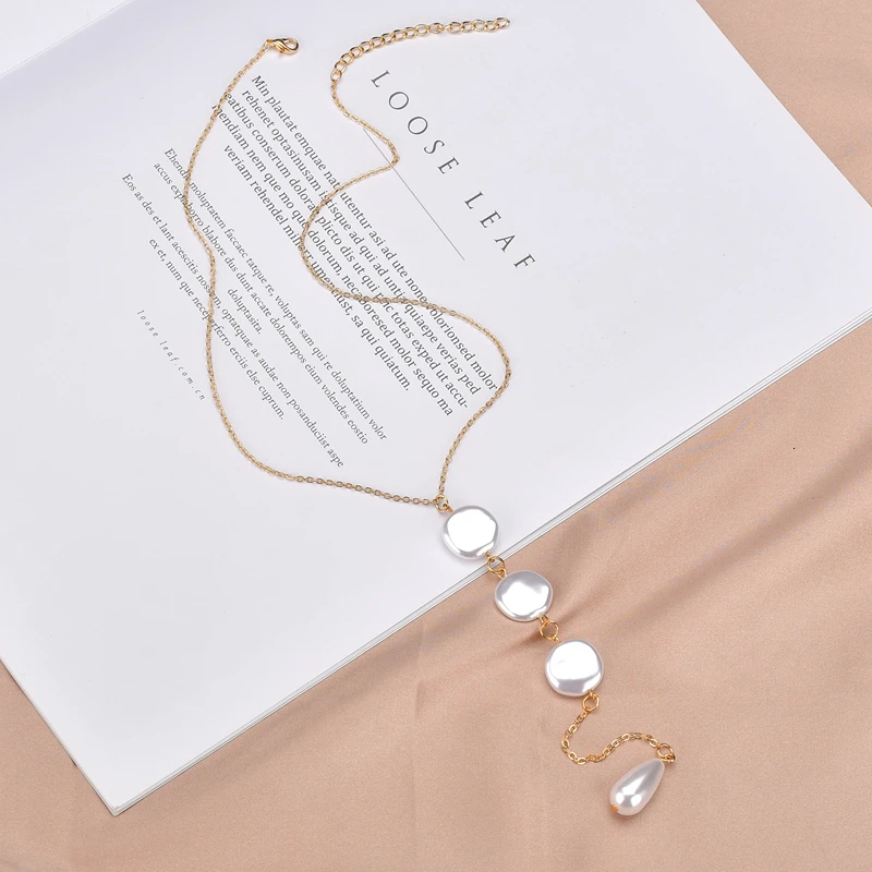 Милое многослойное длинное ожерелье с искусственным жемчугом для женщин модное