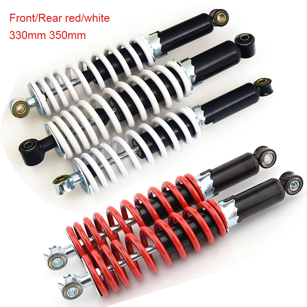 

Front Rear Shock Absorber Motorcycle Hydraulic Suspension Spring Shocker Absorbers 1200LBS 330mm 350mm Red White ATV Oil Dampers