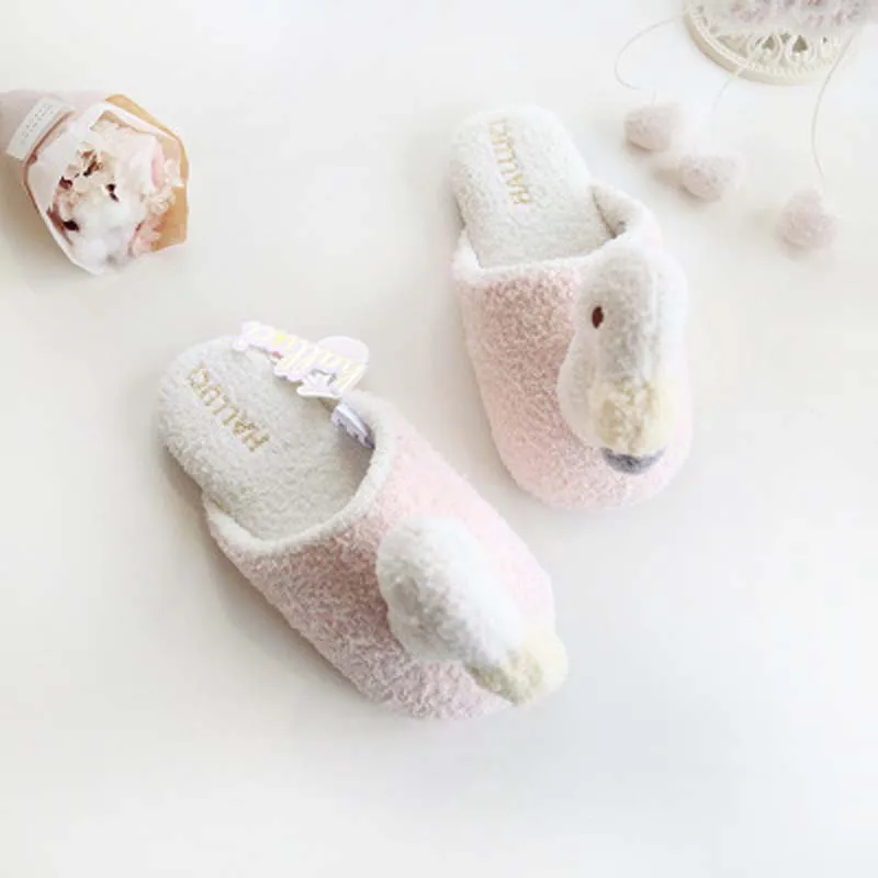 ins flamingo plush slipper Autumn winter flamingo warm cotton slippers Winter cute non-slip indoor home slippers