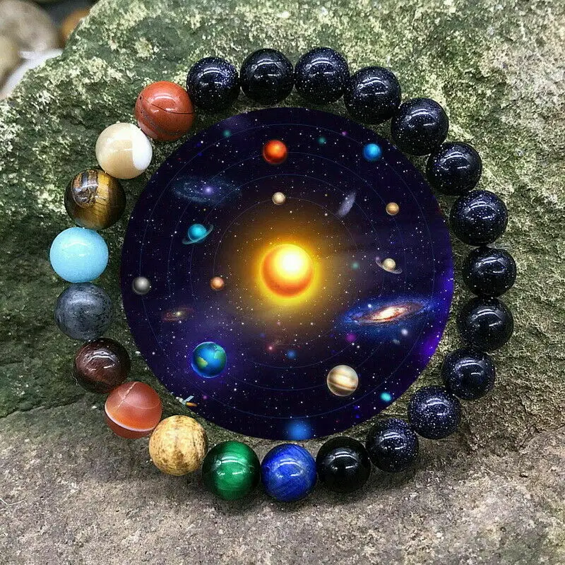 Модная Вселенная восемь планет браслет из бисера Натуральный Камень Чакра Йога Солнечный браслет