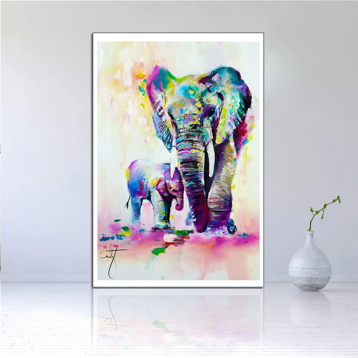 Amazona Arte De Pared Acuarela Elefante Decorativo Para El Hogar