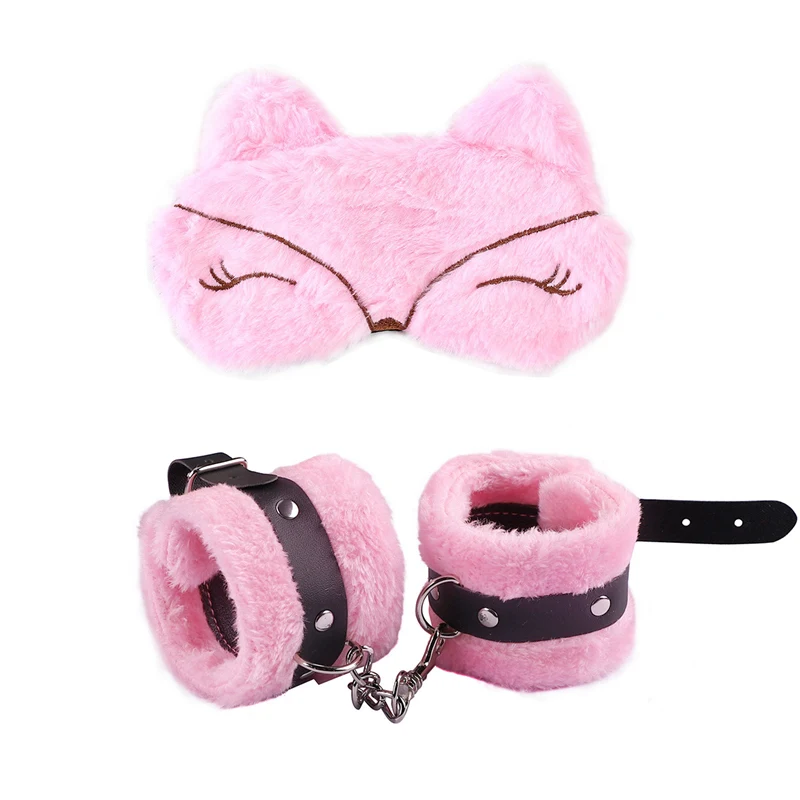 Sex Party Toys Erotic Sex Toy Sex Toys Sex Bondage Toys Sexy Blindfold PU Leather Plush Handcuff Bondage Gear