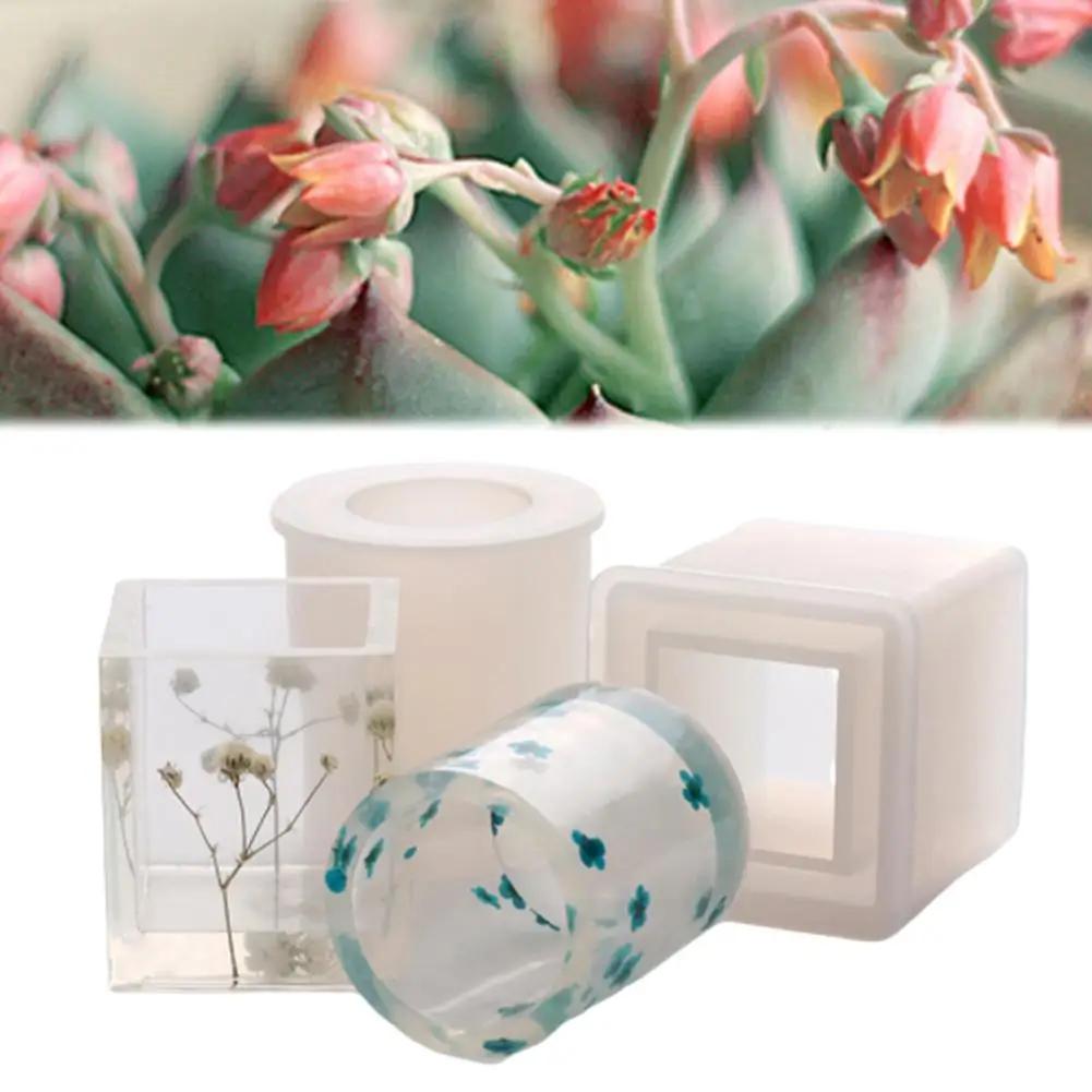 Круглая квадратная форма цементный горшок DIY Силиконовые формы ручной работы