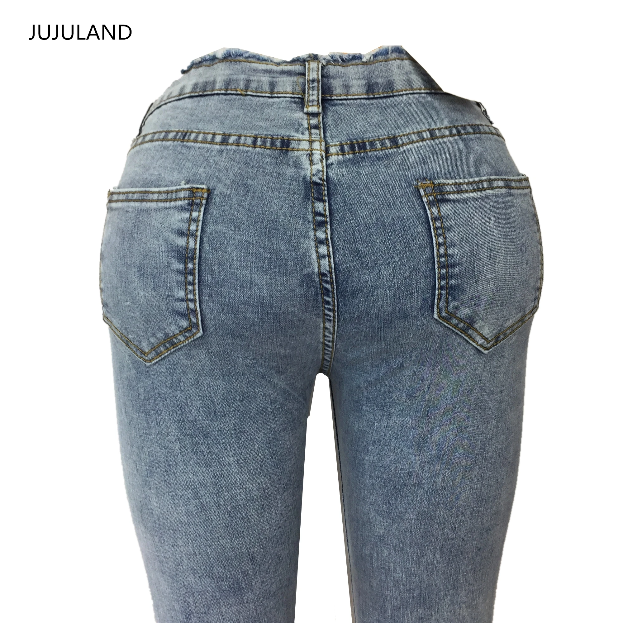 JUJULAND, женские расклешенные джинсы, синие, ручной работы, алмазная кисточка, высокое качество, обтягивающие джинсы на четырех пуговицах, 6621