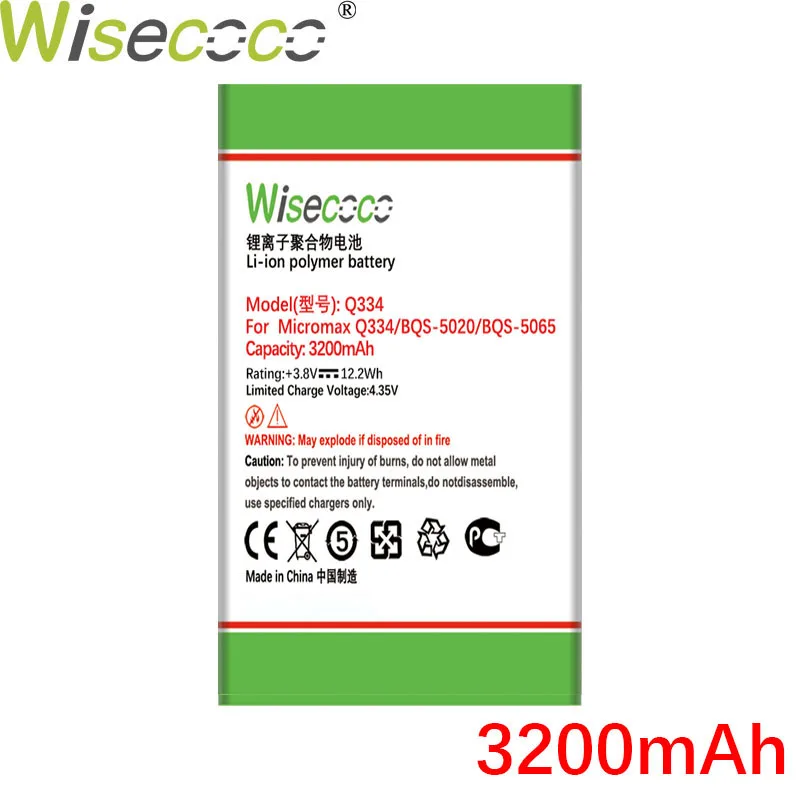 Аккумулятор WISECOCO 3200 мАч Q334 для BQS 5020 5065 мобильного телефона Micromax последняя