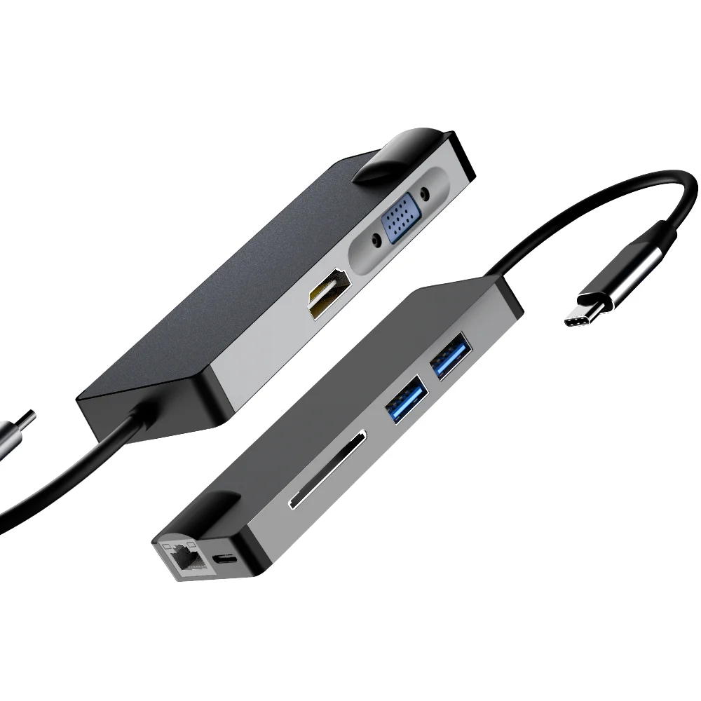 8in1 HDMI VGA Type c usb-хаб Thunderbolt 3 док-станция PD 100W Концентратор type C-HDMI 4K RJ45 для MacBook samsung Dex S10 8 9 huawei P30 Pro разветвитель - Цвет: 8in1 HDMI VGA