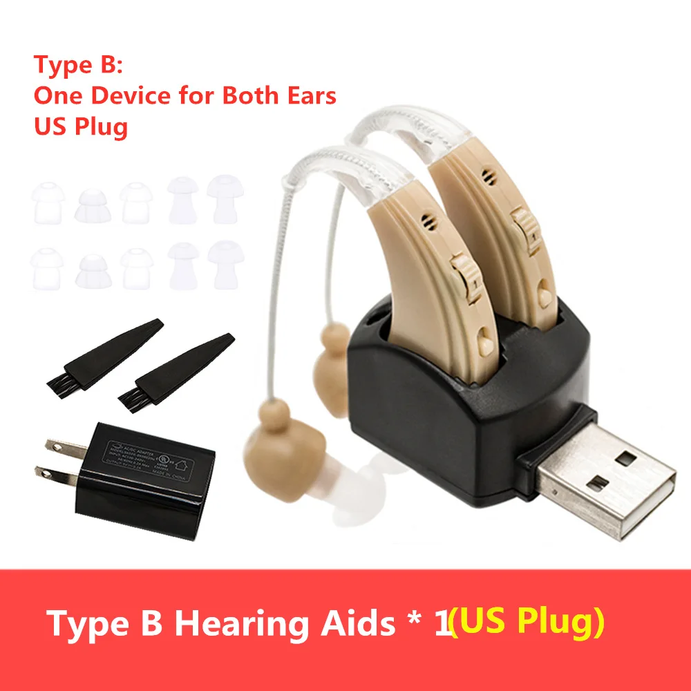 B-US Plug Цифровой перезаряжаемый слуховой аппарат, Прямая поставка, усилитель звука, слуховой аппарат, мини невидимый слуховой аппарат для пожилых людей - Цвет: B-US Plug