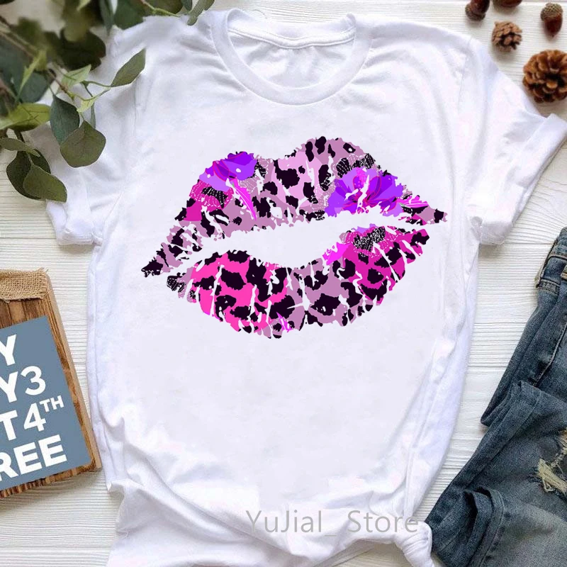 

Pink Leopard/Golden/Flowers Lips Print Women'S Tshirt Summer Style T-Shirt Fashion T Shirt Femme Harajuku Shirt Tumblr Clothes