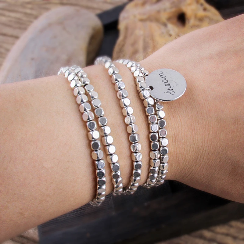 square Beads five row wrap bracelet Neklace double side Dream Moon charm metal bracelets bracelet jewelry