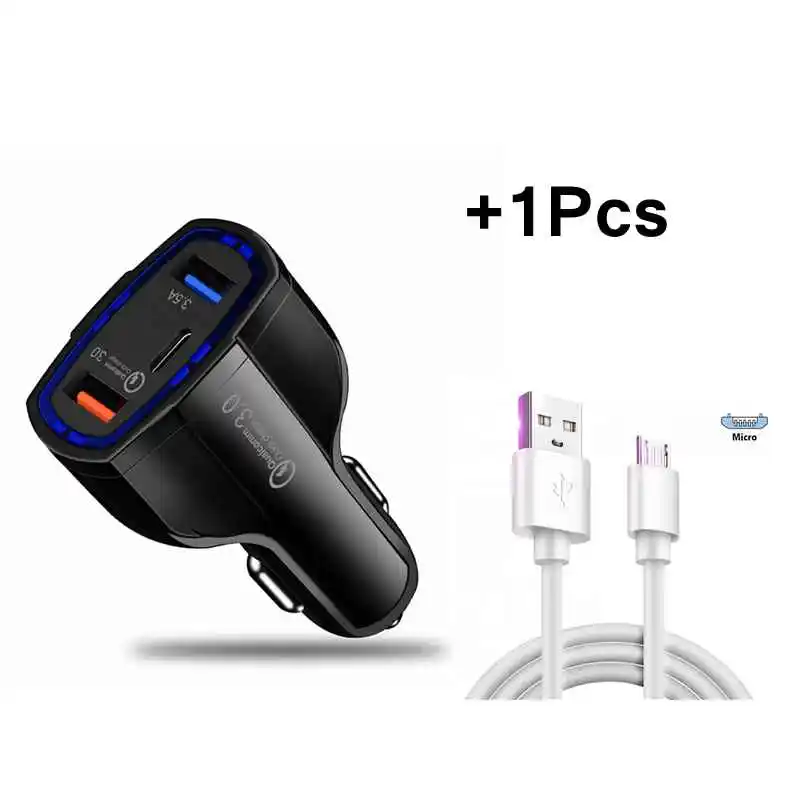Автомобильное зарядное устройство Sindvor Quick Charge 3,0 USB быстрое зарядное устройство для Xiaomi Mi 9 iPhone X Xr 8 huawei samsung S9 S8 QC 3,0 USB Автомобильное зарядное устройство - Тип штекера: balck micro usb
