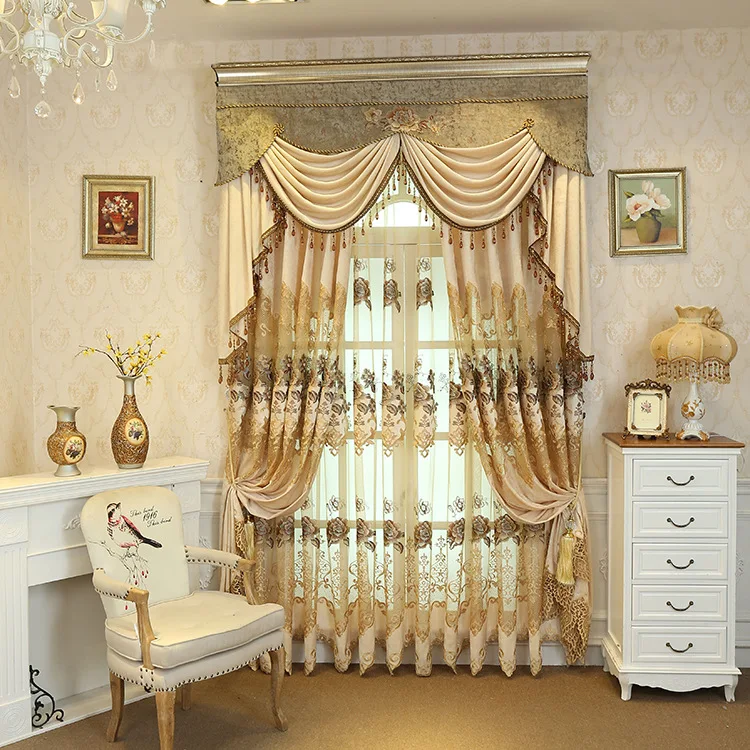 Thick Chenille European tie rong Embroidered Cloth Curtain for Living Room Bedroom Windows Simple Now Finished | Дом и сад