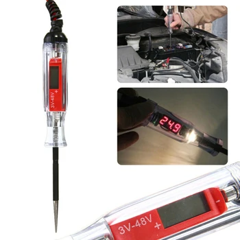 

New Car Truck 3-48V Digital LCD Circuit Tester With 11ft Wire Car Circuit Low Voltage Meter & Lamp Probe Tester Diagnostic Tool