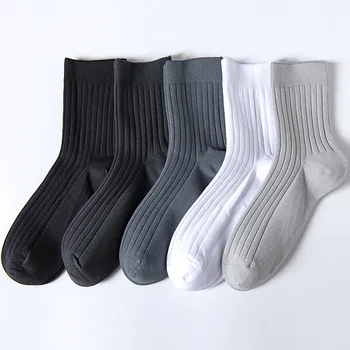 

100% cotton socks men's sweat absorption and odor proof medium socks without bone seam head men's all cotton socks black