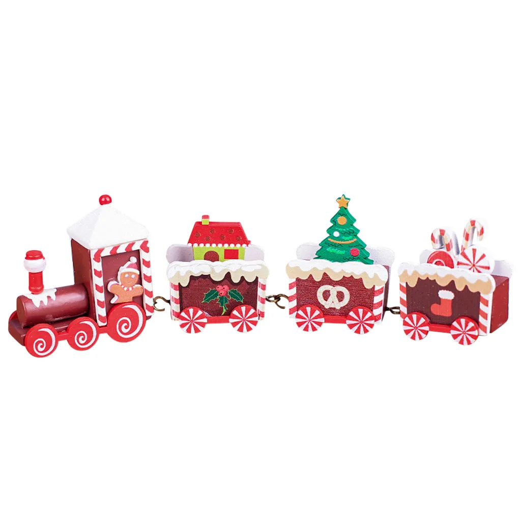 Рождественский поезд, расписное деревянное Рождественское украшение для дома, вечерние игрушки для детей в виде Санта-Клауса, подарок, украшения adornos de navidad - Цвет: Кофе