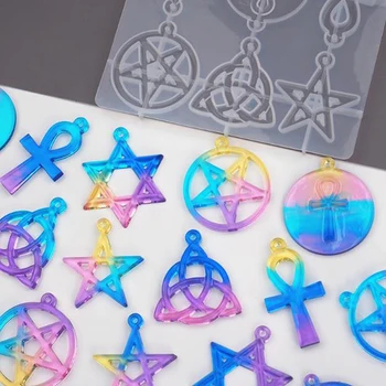 

Transparent Silicone Mould Dried Flower Resin Decorative Craft DIY Pentagram Six-pointed Star Mold Epoxy Resin Molds For Jewelry