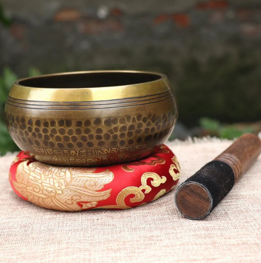 Новая тибетская Поющая чаша с рисунком диаметром 12 см