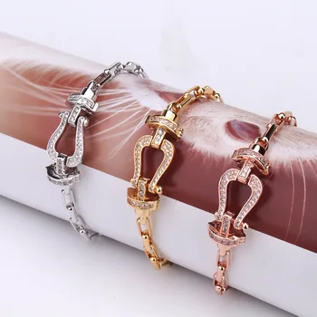

New Horseshoe Buckle Bracelet Rope Bracelet Diamond-studded Bracelet Valentine's Day Couple Bracelet Christmas Jewelry Bracelet