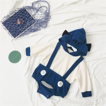 

Spring Autumn Baby Garment Cartoon Hooded Newborn Baby Girl Boy Sweater Treasure Fake Two Pieces Infant Clothes Outfits Rompers