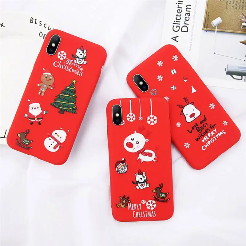 

For iphone X XR XS MAX Santa Claus Cases Matte Christmas Phone Cover Silicone TPU For iphone 7 Plus 6 s 8Plus Fundas Coque Gift
