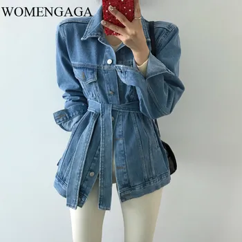 

Korea 2020 New Fashion Spring Vintage Wild Lapel Wild Single-breasted Loose Mid-length Denim Women Jacket ZA3099