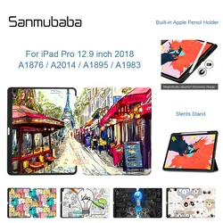 Чехол Sanmubaba для iPad Pro 12,9 ''2018 версия с держателем карандашей тонкий PU кожаный раскладной чехол смарт-чехол для планшета