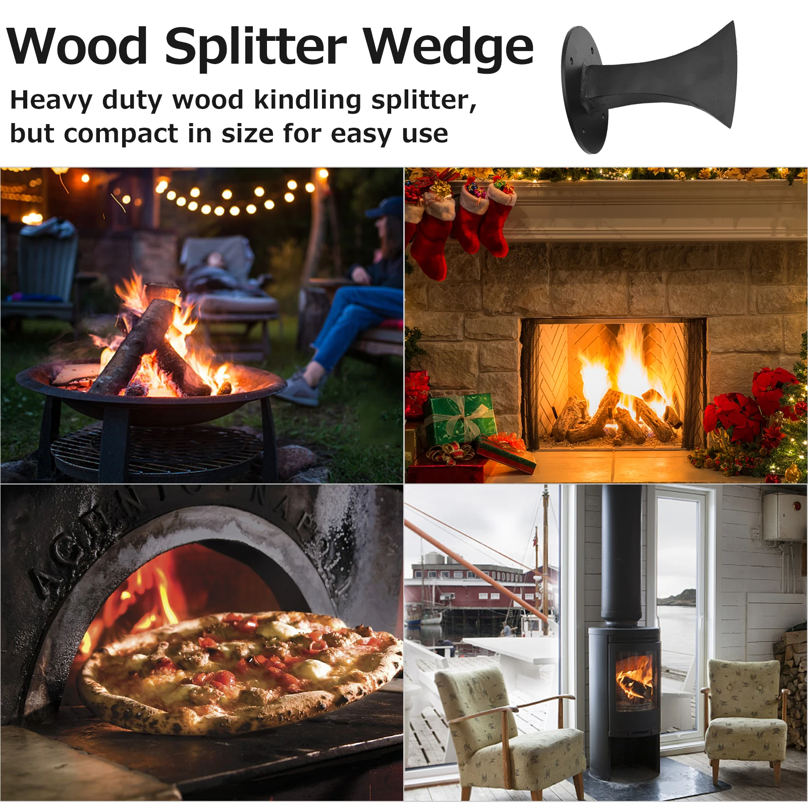 Wood Splitter Wedge Heavy Duty Small Firewood Kindling Splitter Manual Log for Small Fireplace Wood Stove