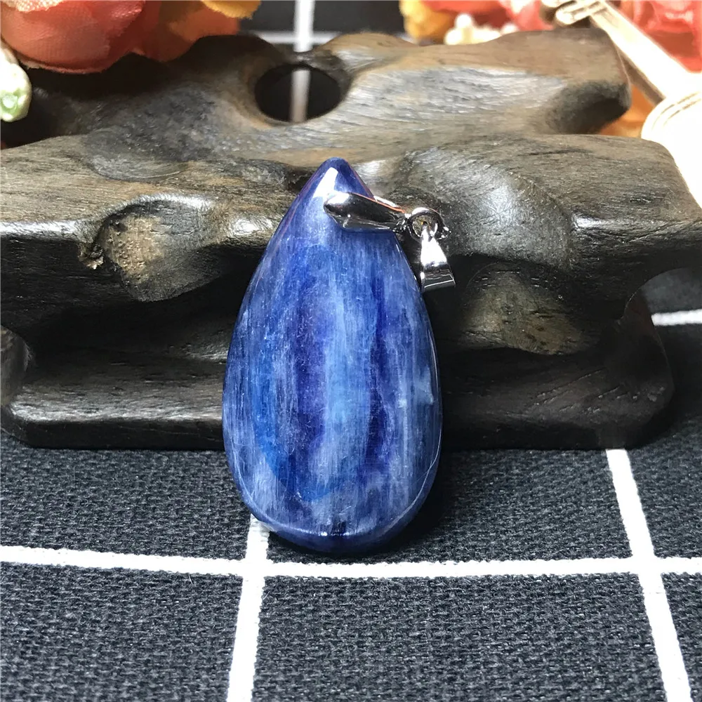 Натуральный Синий Кианит бусины кулон для женщин леди каплевидный кристалл камень 36x20x6 мм 925 серебро красота мода ювелирные изделия AAAAA