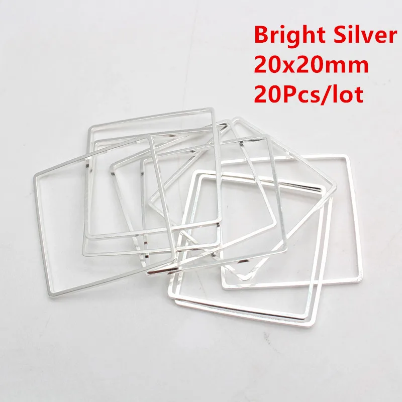 20mm silver square 20 шт./лот KC золотые кольца для DIY Изготовление сережек круглая серьга круга кулон ювелирные аксессуары фурнитура 20 мм 25 мм 35 мм 40 мм - Цвет: 20mm silver square