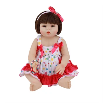 

JULY'S SONG 48CM Baby Reborn Doll Full Silicone Realistic Newborn Baby Girl Clothes Brown Eyes Cute Bath Play Toys Birthday Gift