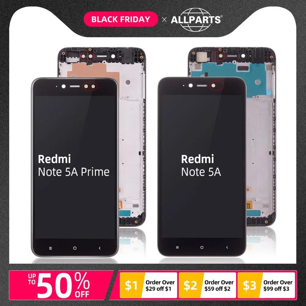 5.5" Original Display For XIAOMI Redmi Note 5A LCD Touch Screen With Frame for Xiaomi Redmi Note 5A Prime LCD Y1 / Y1 Lite