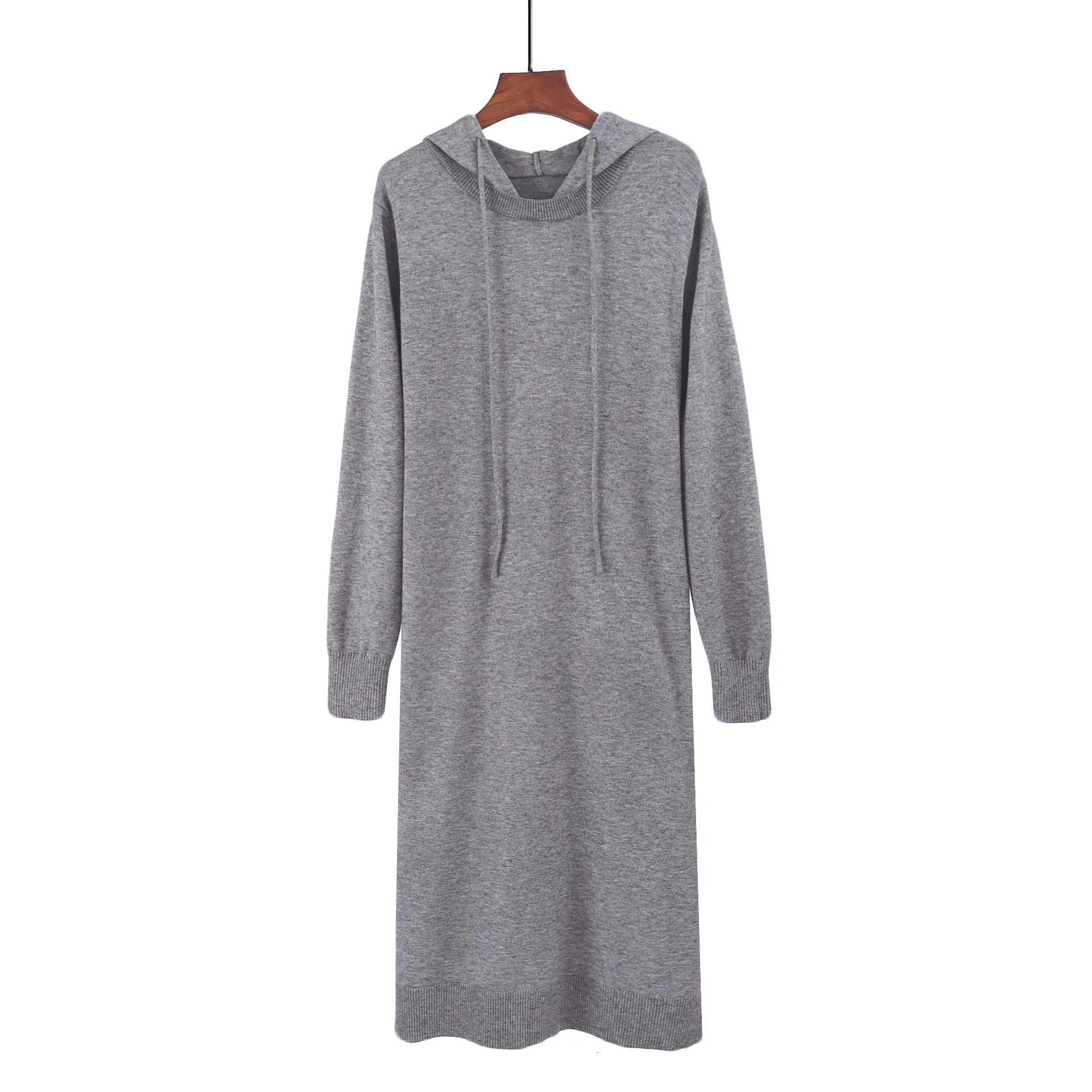 VOZRO Suit-dress Even Hat Sweater Cover Belly Winter Dress Women Fat Mm Long Fund Knitting Unlined Upper Garment Vestido