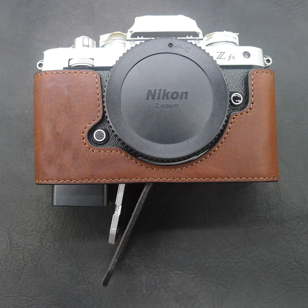 Bolsa para Câmera Metade de Corpo para Nikon Z-fc Artesanal Couro Genuíno Zfc - Image 6