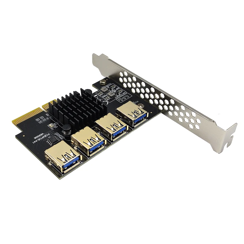 NEW PCI-E 1 To 4 PCI Express 16X Slot Riser Card PCI-E 4X To External 4 PCIe Slot Adapter PCIe Multiplier Card For Bitcoin Miner