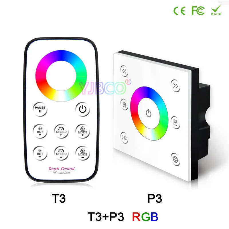 

BC P1/P2/P3/P4+T1 T2 T3 T4 RF remote & LED Strip Light dimming/CT/RGB/RGBW Touch panel controller Brightness dimmer,DC12V-24V