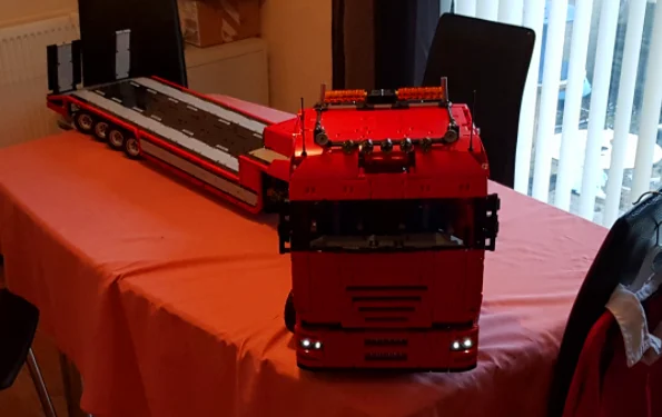 LEGOINS строительный блок Технология Tracer красный грузовик трактор с прицепом MOC 2475