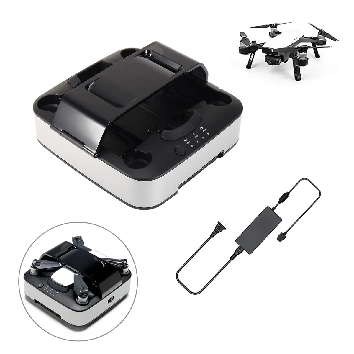 

Original New Portable DJI Spark Portable Power Pack Include Charging Station Hub & Charger & Power Cable & 2pcs Spark Battery