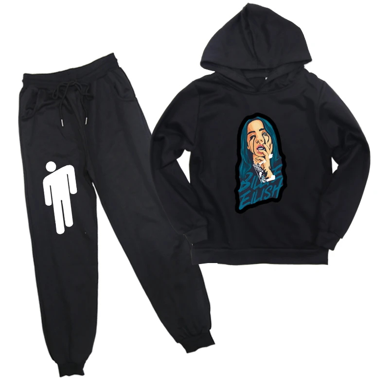 C3 2 шт./компл. Billie Eilish состоящие из кофты с капюшоном и штанов, Повседневное спортивный костюм модная Ropa Hombre Для мужчин по доступной цене, повседневная одежда для подростков ткань Толстовки костюмы - Цвет: C3