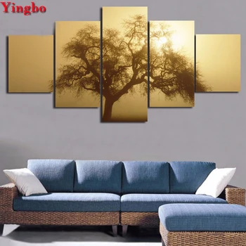 

5 pcs set diamond painting Sunset Big Tree Winter Landscape diamond embroidery for living room on the wall home pictures mosaic