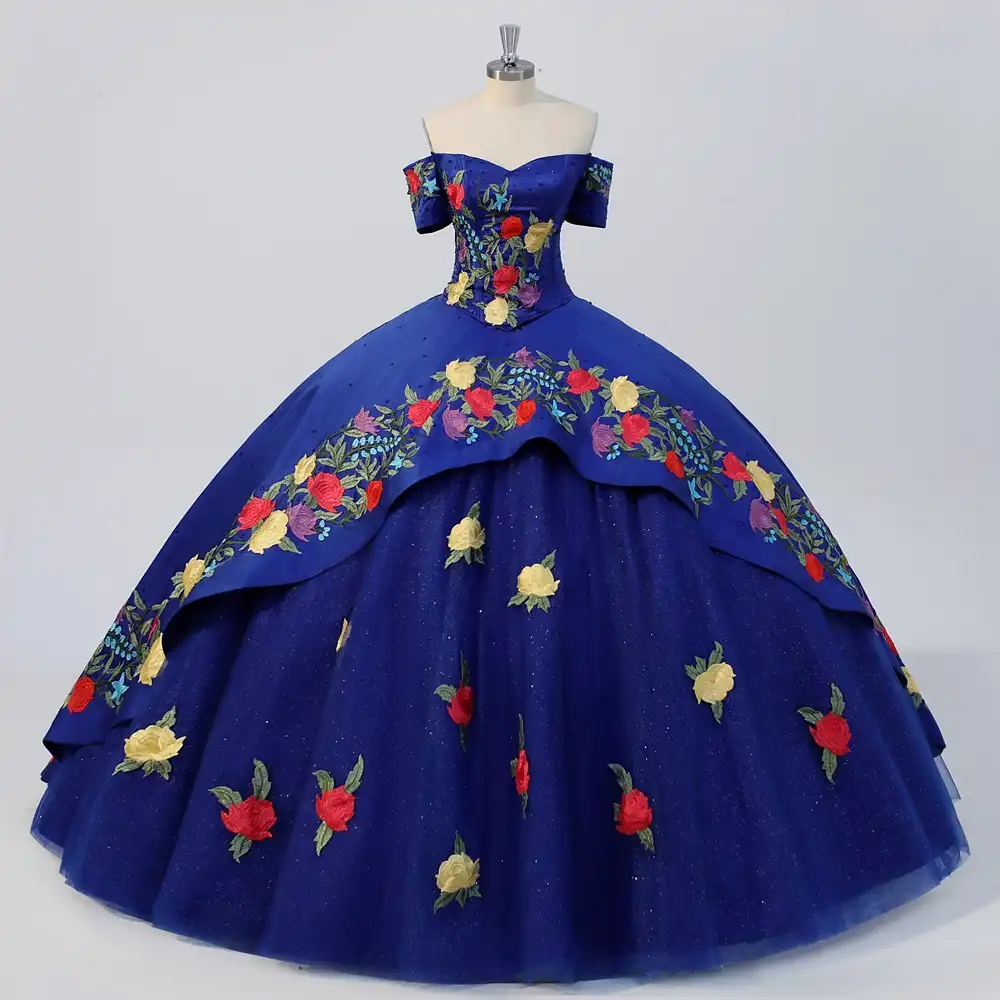 navy blue charro quinceanera dresses