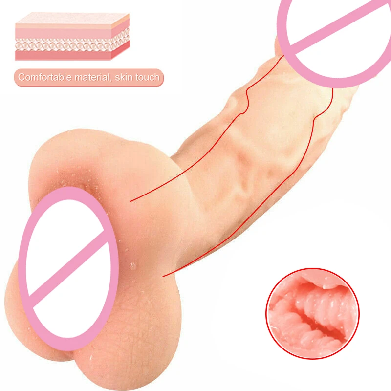 Realistic Dildo Anal Toys Real Vagina Pocket Pussy Masturbator Soft Stick Sex Toys For Men Masturbation Sextoys Anal Plug - Masturbation Soft Stick